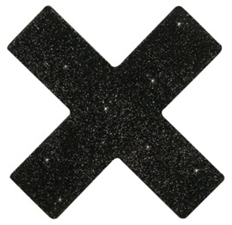 Titty Sticker - Sort Kryss med Glitter