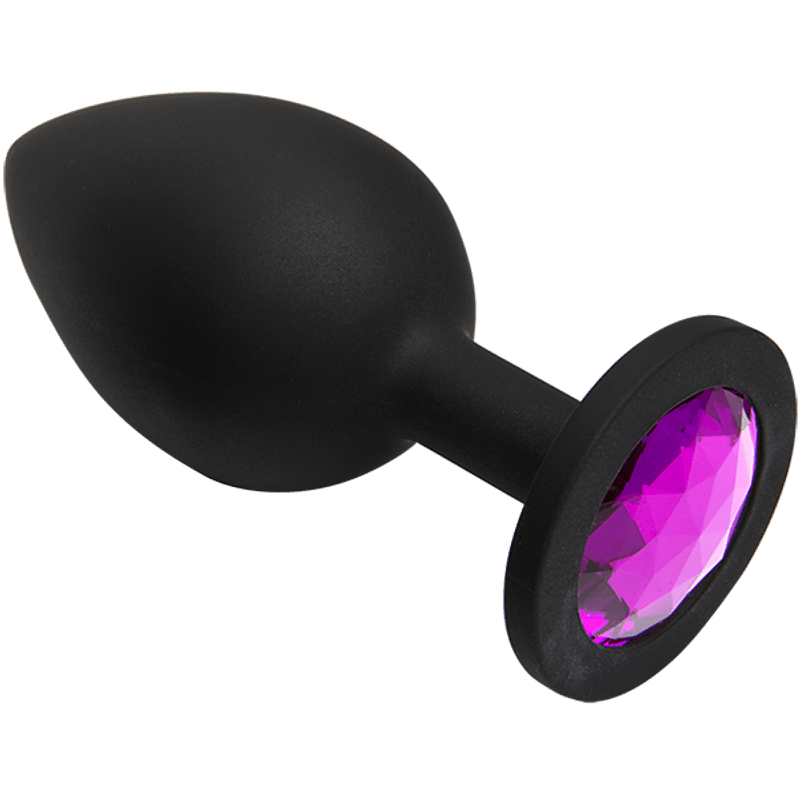 Erotic - Svart Silikonbuttplug med Lilla Krystall - Small
