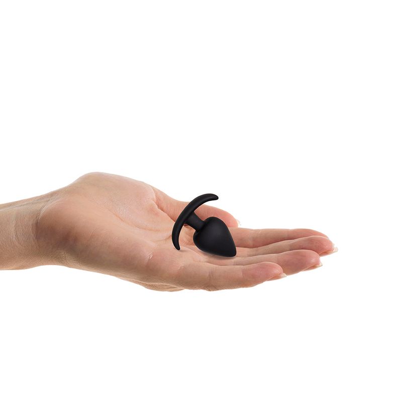 Erotic - Silikon buttplug med avlang stopper - Small - Sort