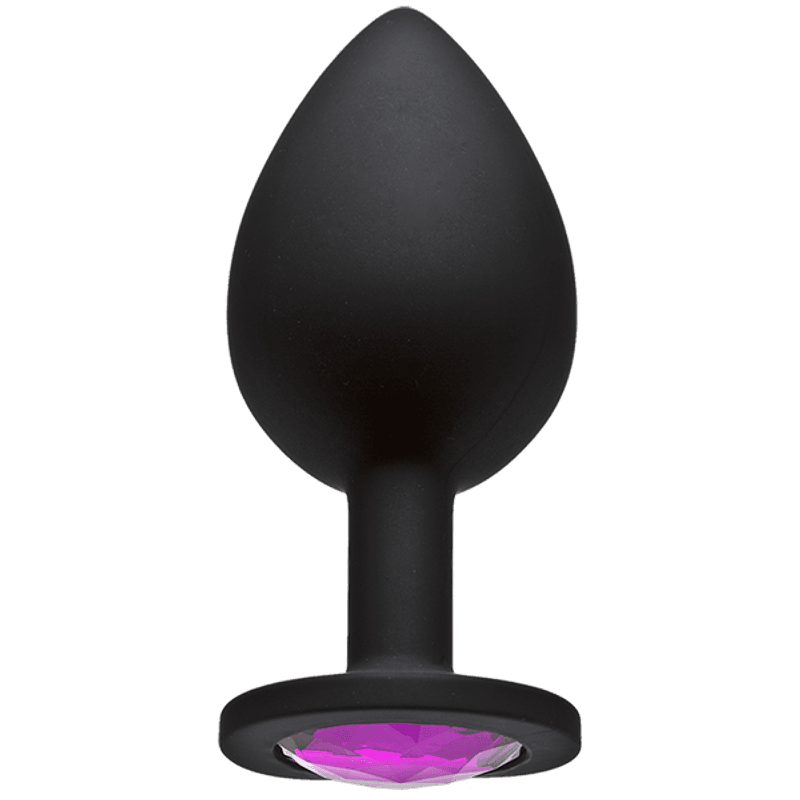 Erotic - Svart Silikonbuttplug med Lilla Krystall - Medium