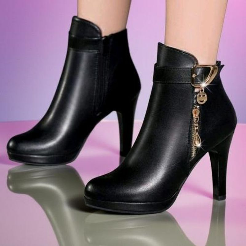 Høyhælte ankel sko - Svart - Partivare