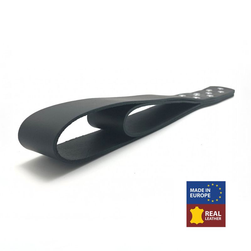 Dobbelpadle i lær - 44,5 cm - Svart