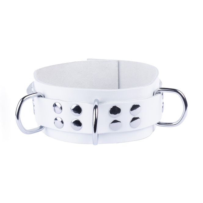 Hovedbilde Skinn Collar med 3 D -ringer - Hvit