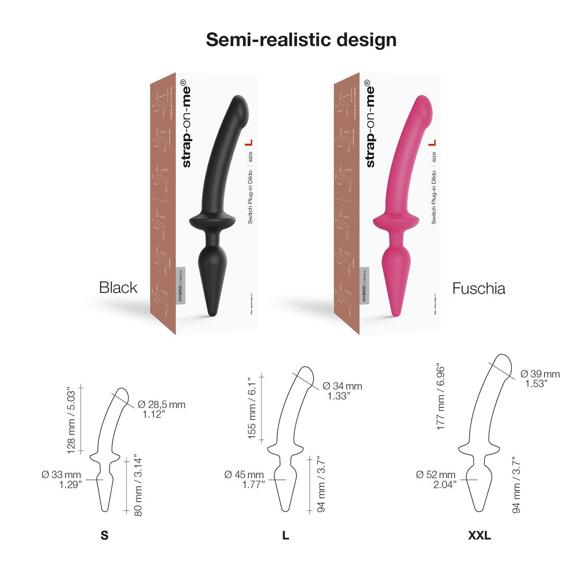 STRAP-ON-ME - SWITCH PLUG-IN REALISTIC DILDO FUCHSIA - L