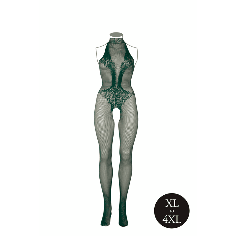Le Desir - Fishnet and Lace Bodystocking - Queen Size Grønn